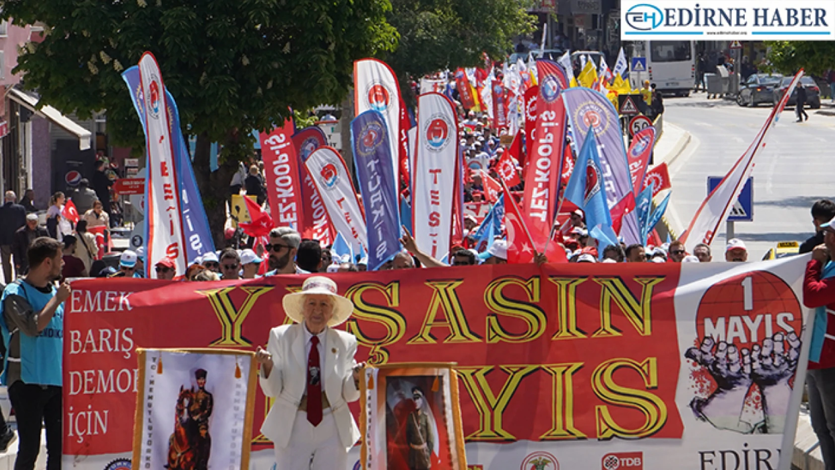 Edirne'de 1 Mayıs İşçi Bayramı yoğun katılımla kutlandı