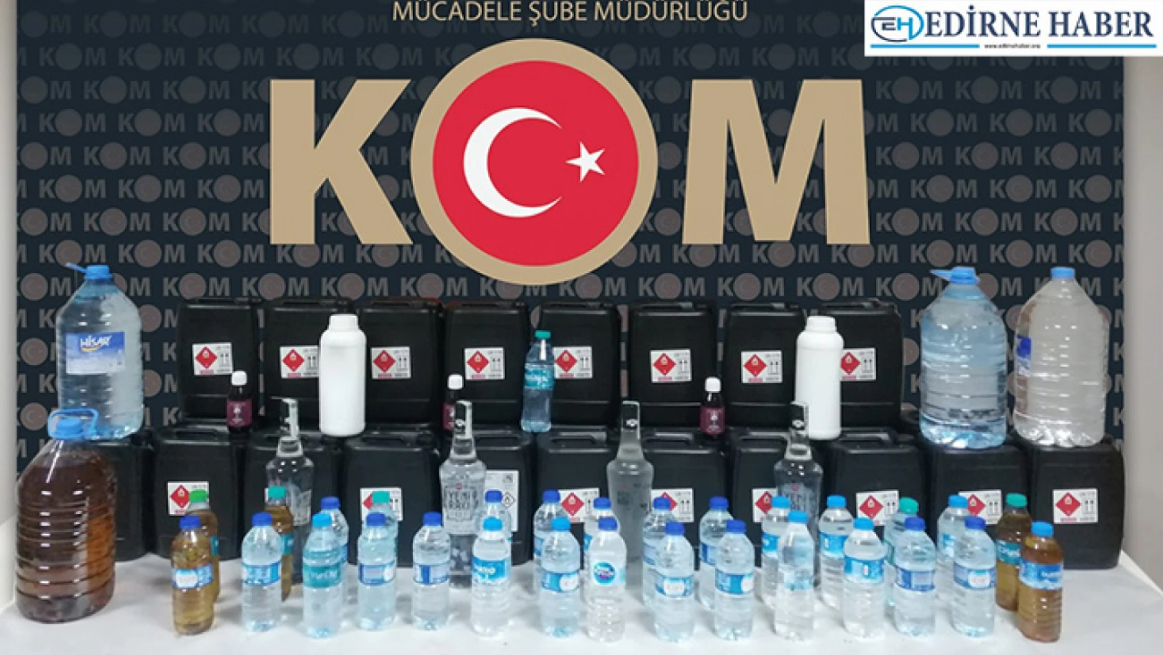 Edirne'de 140 litre etil alkol ve 38 şişe sahte içki ele geçirildi