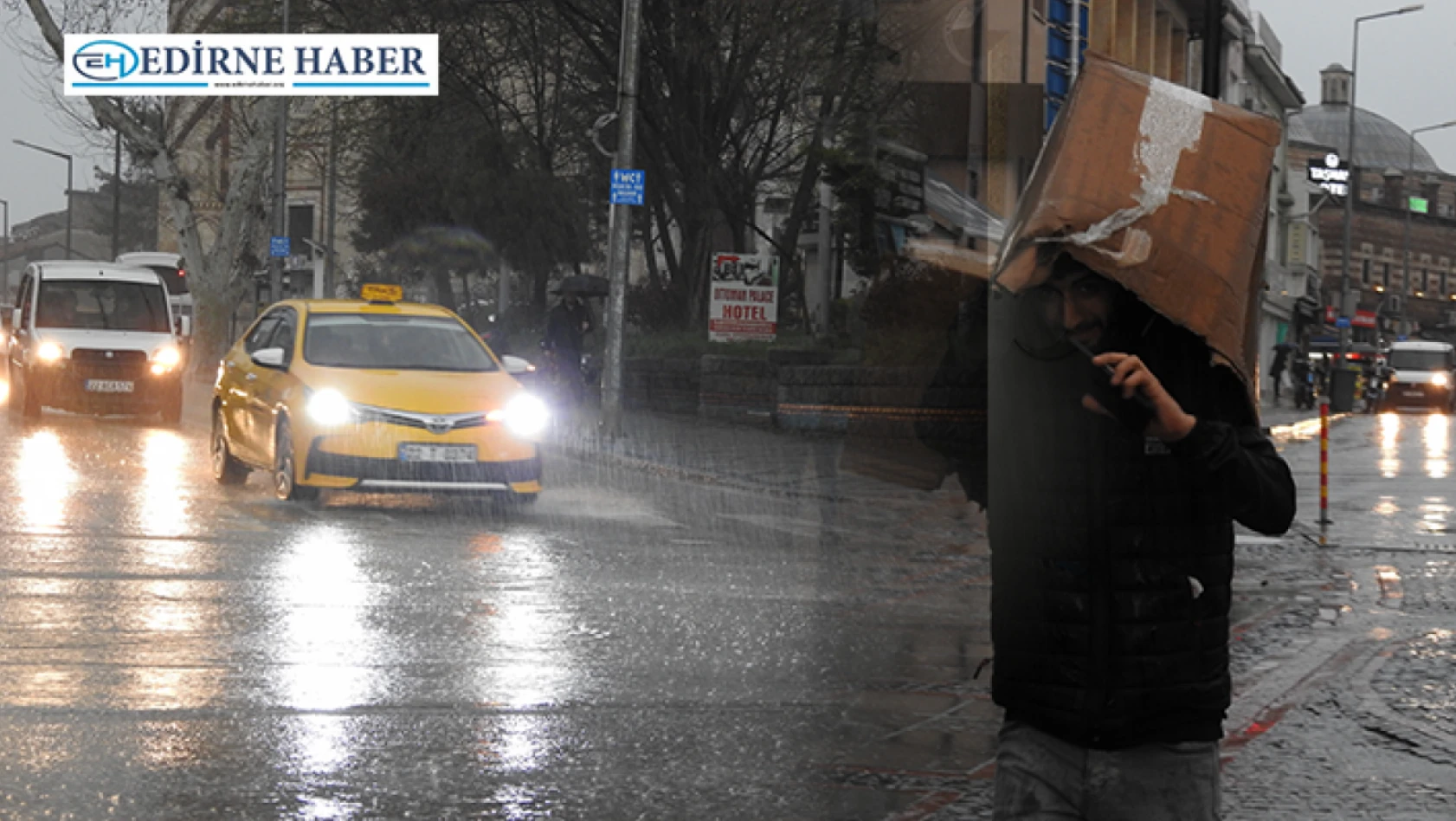 Edirne'de gök gürültülü sağanak yağış etkili oldu