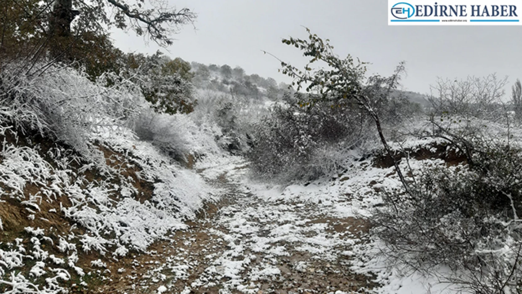 Edirne'nin balkanlara yakın köylerine mevsimin ilk karı düştü