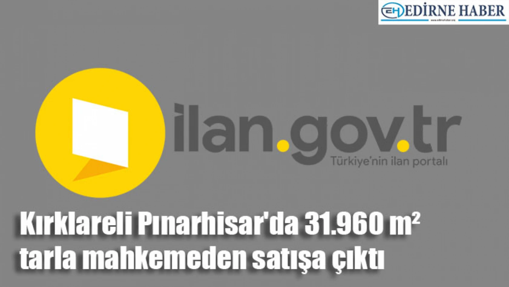 Kırklareli Pınarhisar'da 31.960 m² tarla mahkemeden satışa çıktı