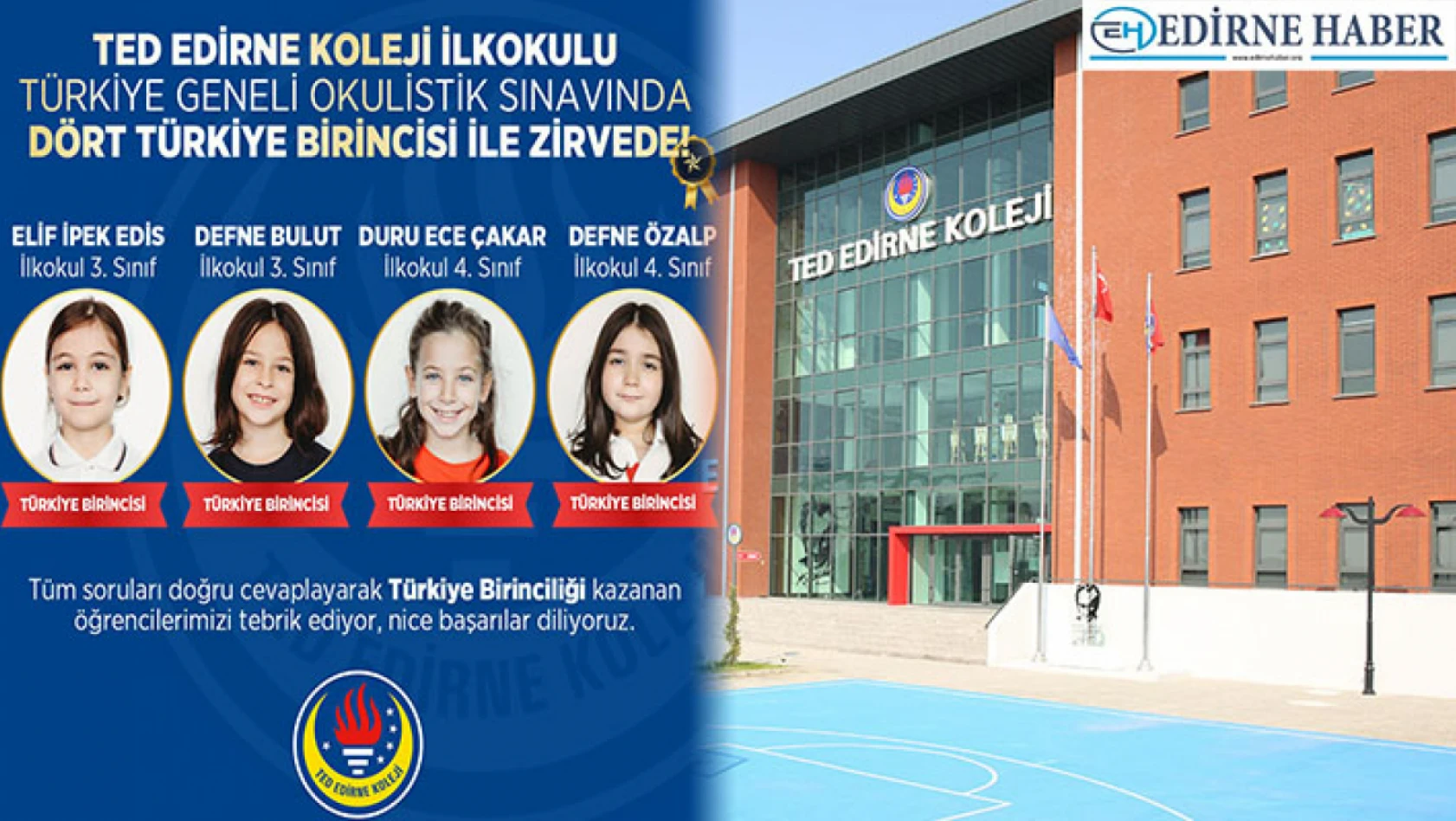 TED Edirne Koleji'nden Okulistik'te 4 Türkiye birinciliği