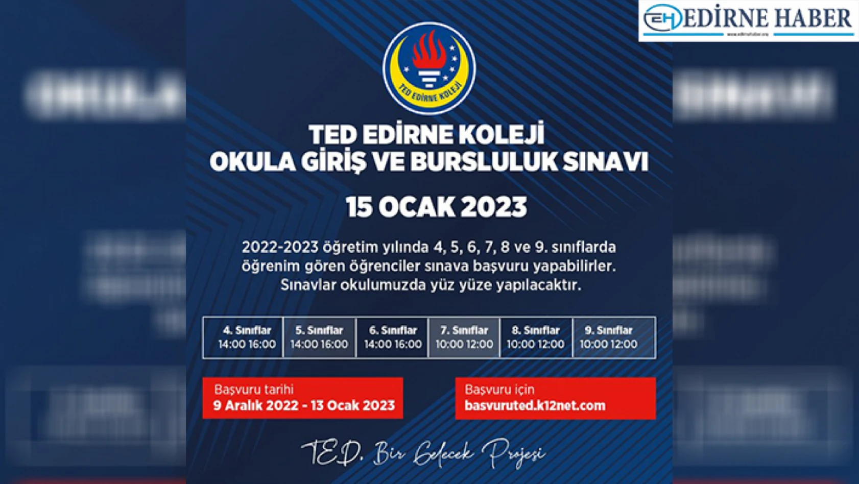 TED Edirne Koleji okula giriş ve bursluluk sınavı başvuruları başladı