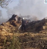 Yangında yaklaşık 500 balya saman zarar gördü