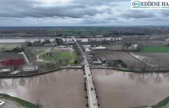 Edirne'de nehir debileri yağışlarla yükseldi