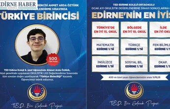 TED Edirne Koleji'nden büyük başarı