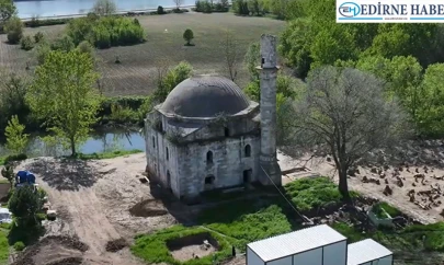 Edirne'de Tunca kenarındaki yalı camisinin restorasyonu sürüyor