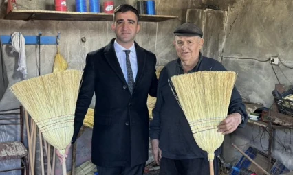 İpsala Kaymakamı Sevgili'den süpürge ustası Mustafa Şahin'e ziyaret