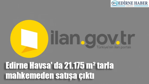 Edirne Havsa' da 21.175 m² tarla mahkemeden satışa çıktı