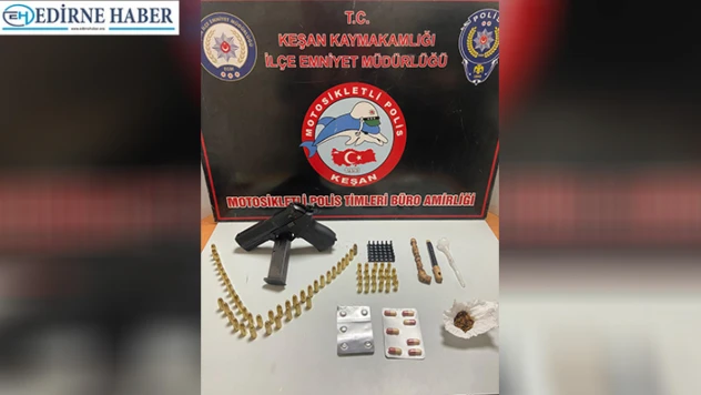 Keşan'da şüpheli araçtan uyuşturucu ve silah çıktı