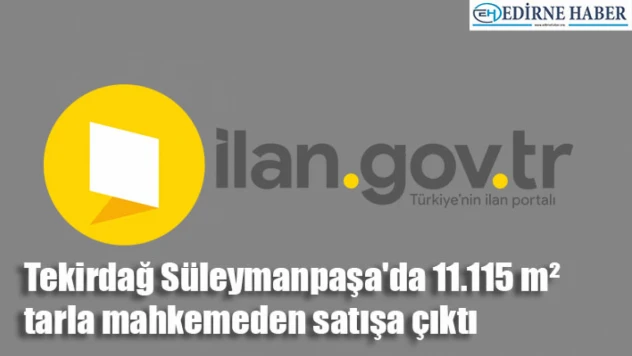 Tekirdağ Süleymanpaşa'da 11.115 m² tarla mahkemeden satışa çıktı