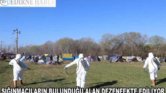 Sığınmacıların kaldığı çadır ve çevresine dezenfekte
