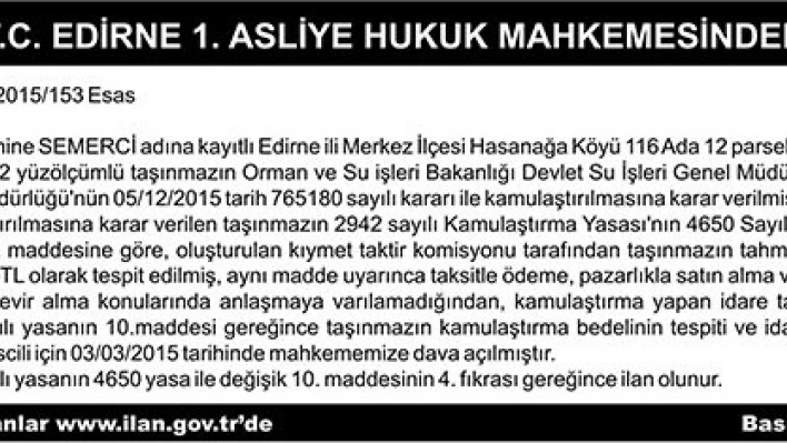 Esas No:2015/153 Esas İLAN