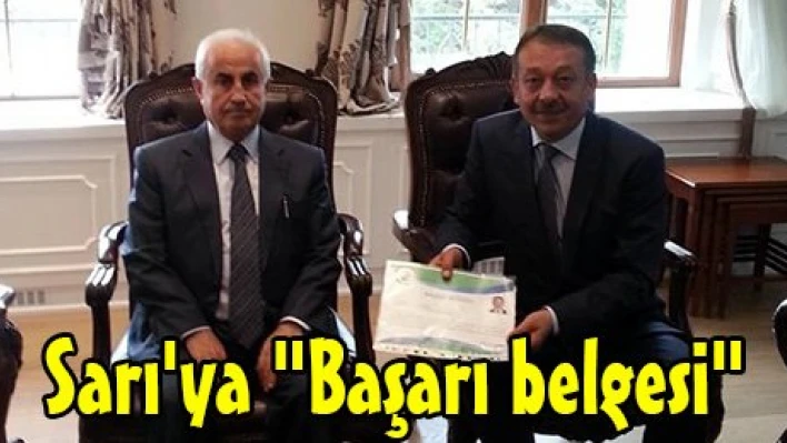 Sarı'ya 'Başarı belgesi'