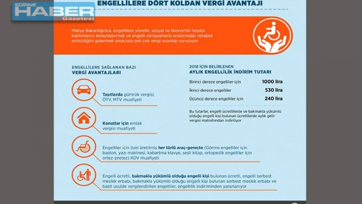 Engellilere dört koldan vergi avantajı