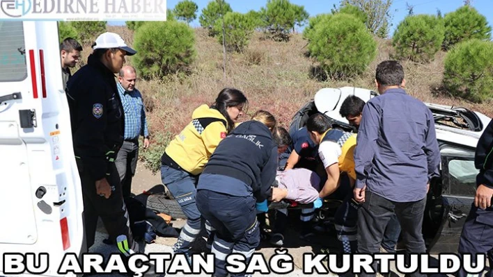 Ağır hasarlı araçtan yaralı olarak kurtuldu