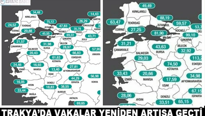 Trakya'da vakalar yeniden artışa geçti