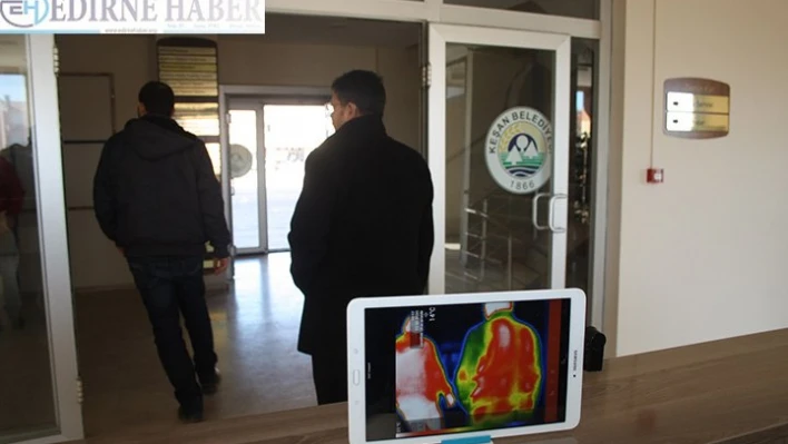 Belediye girişine termal kamera konuldu