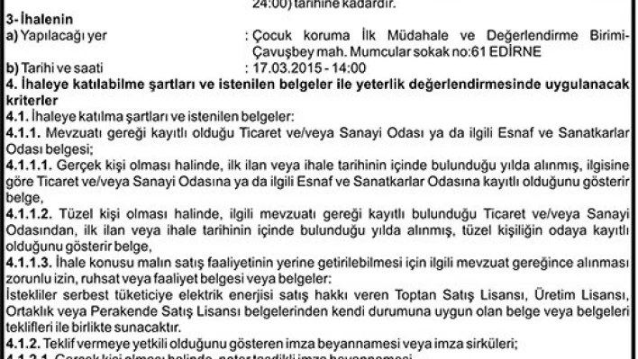 2015 MALİ YILI NİSAN-ARALIK DÖNEMİ SERBEST PİYASADAN ELEKTRİK ENERJİSİ