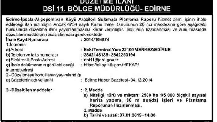 Düzeltme İlanı