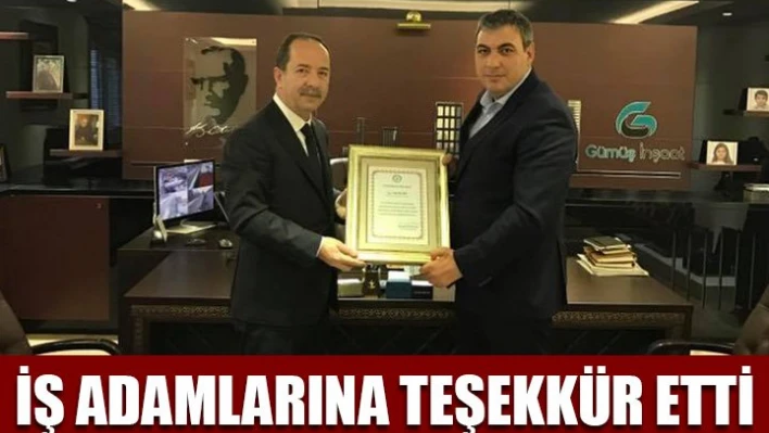 İş adamlarına teşekkür belgesi