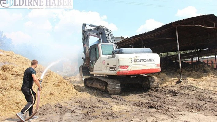 Edirne'de hayvan çiftliğinde çıkan yangın hasara neden oldu