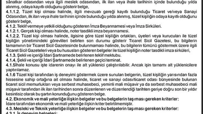 İHALE İLANI