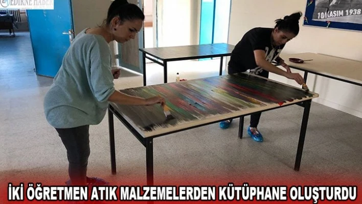 İki öğretmen atık malzemelerden kütüphane oluşturdu