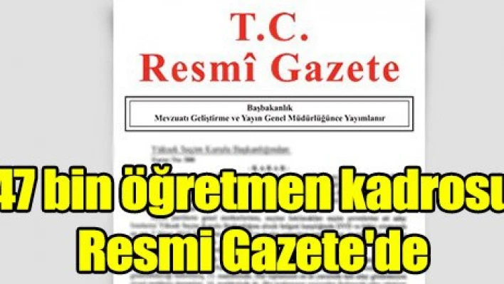 47 bin öğretmen kadrosu Resmi Gazete'de