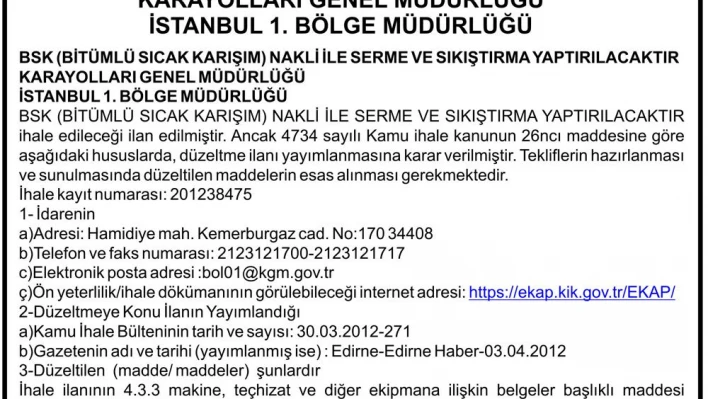 Karayolları Genel Md. İstanbul 1. Bölge Md.