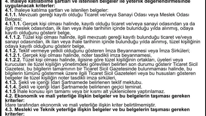 Edirne Belediye Başkanlığı ihale ilanı