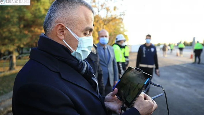  Vali Bilgin, drone ile trafik denetimi yaptı