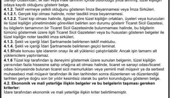 İl Özel idaresi ihale ilanı