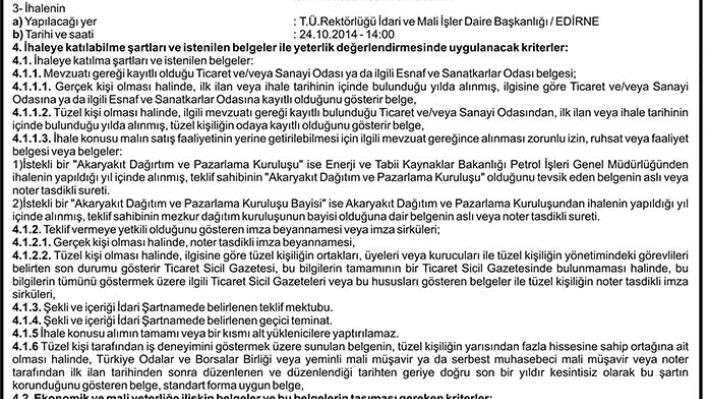 AKARYAKIT SATIN ALINACAKTIR