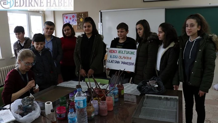 Kırklareli'de köyde yaşayan çocuklar ebru ve seramik sanatı ile tanıştı