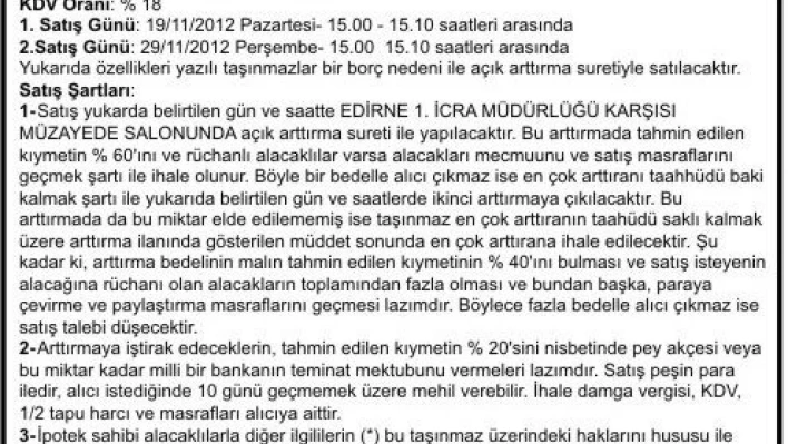 EDİRNE 1. İCRA DAİRESİ