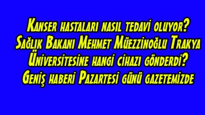 Pazartesi Gazetemizde.. 