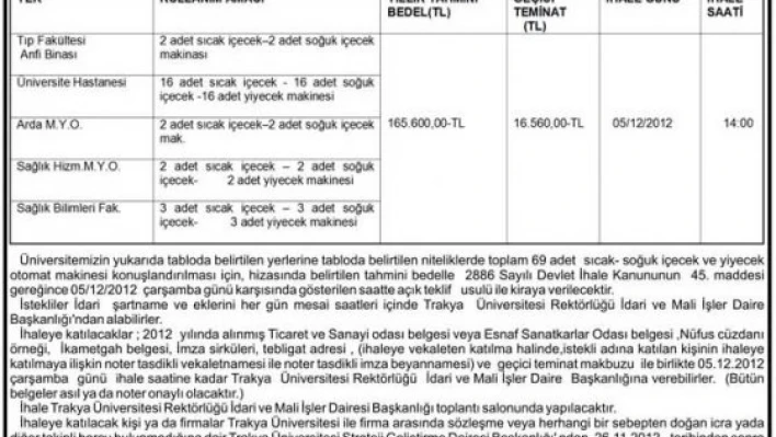 Trakya Üniversitesi İdari Mali İşler Daire Bşk.