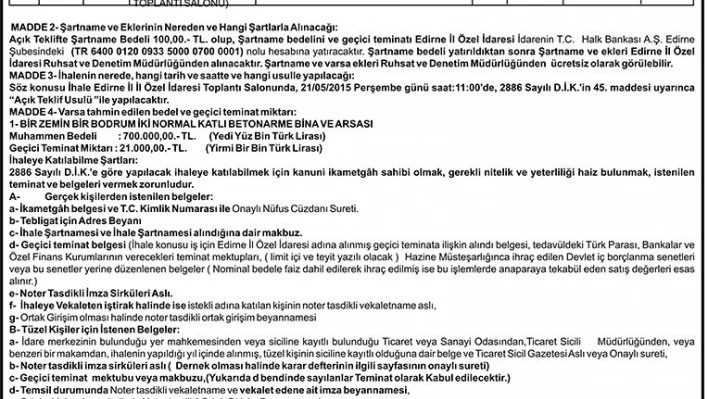 Taşınmazın satış ilanı