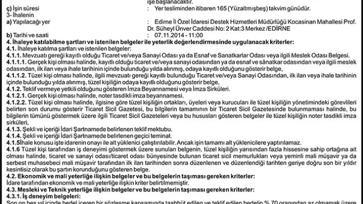 Edirne İl Özel İdaresi Destek Hizmetleri Müdürlüğü
