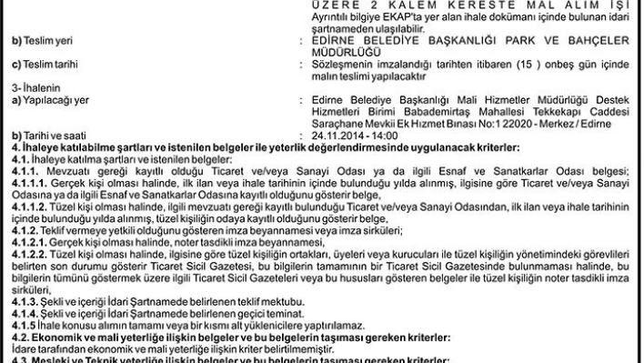 Marangoz atörlyesinde kullanılmak üzere kereste alım işi