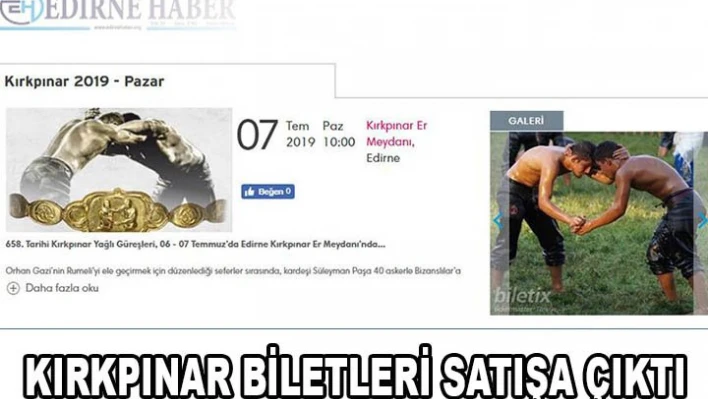 KIRKPINAR BİLETLERİ SATIŞA ÇIKTI
