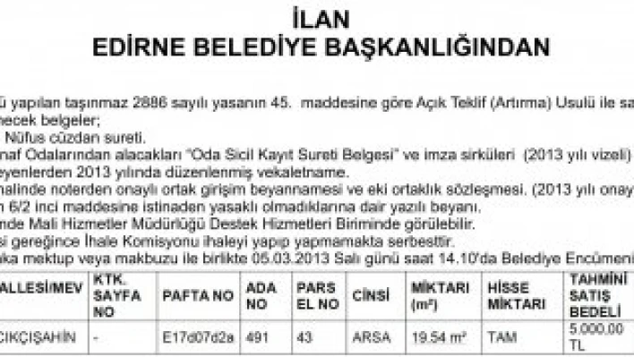 Edirne Belediye Başkanlığı