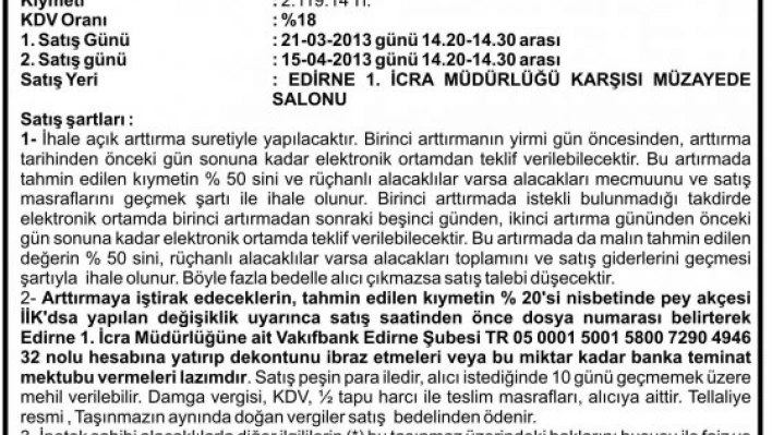 Edirne 1. İcra Dairesi