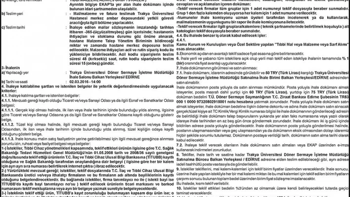 Tıbbi Malzeme Alımı