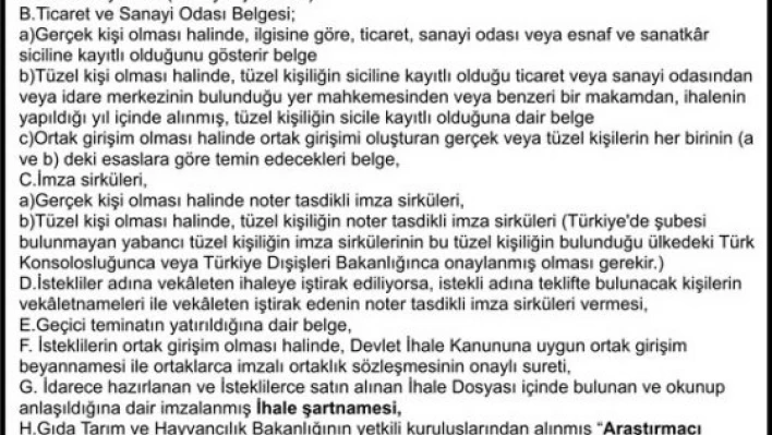 T.C. GIDA TARIM ve HAYVANCILIK BAKANLIĞI İlanı