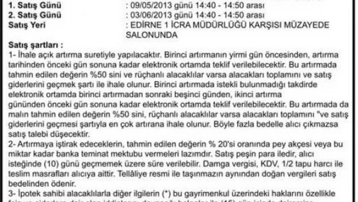 1. İCRA DAİRESİ EDİRNE