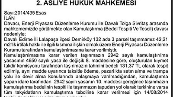 T.C. 2. Aslie Hukuk Makemesi