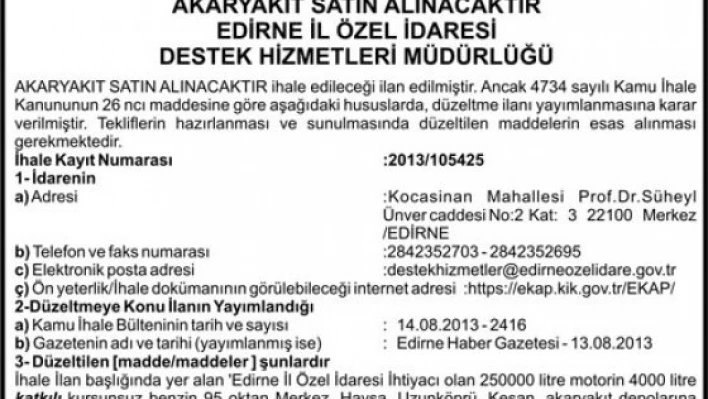 Düzeltme İlanı