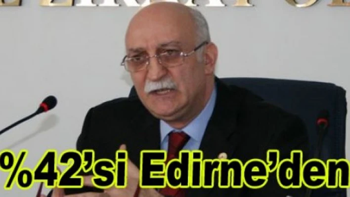  Edirne Yüzde 42'ye sahip